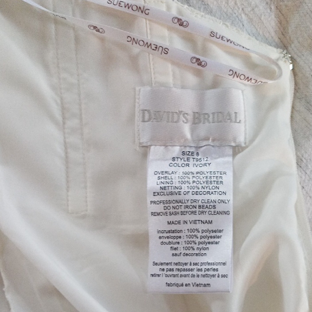 David's Bridal Ivory Halter Beaded Lace Gown By Sue Wong Size 8 - Picture 8 of 16